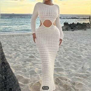 Sexy beach cover-up dress evening dress SHEIN cream